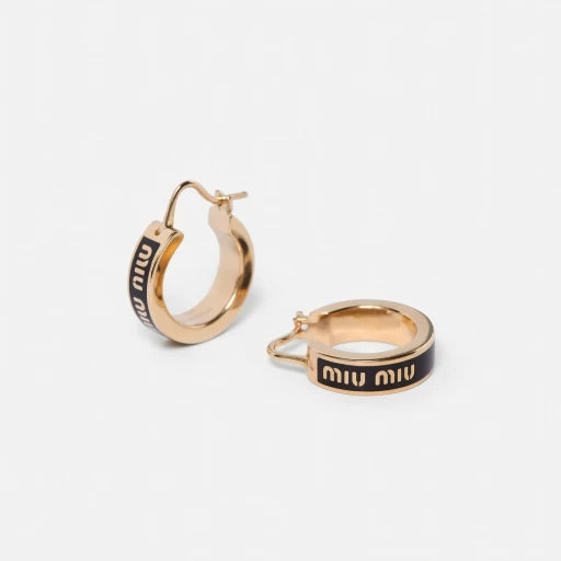Miu Miu Enamel Hoop Earrings | White, Black & Red | 17mm | JIMMY JEWELRY