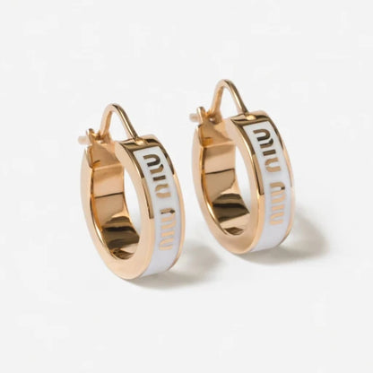 Miu Miu Enamel Hoop Earrings | White, Black & Red | 17mm | JIMMY JEWELRY