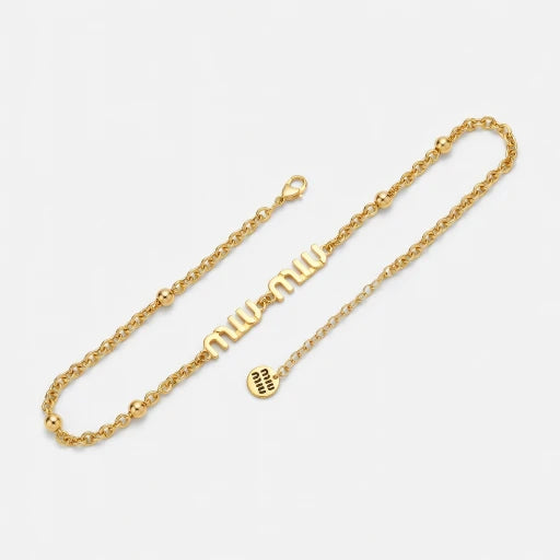 Miu Miu Logo Link Chain Necklace | Gold & White Gold | 2 Styles | JIMMY JEWELRY