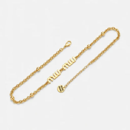 Miu Miu Logo Link Chain Necklace | Gold & White Gold | 2 Styles | JIMMY JEWELRY