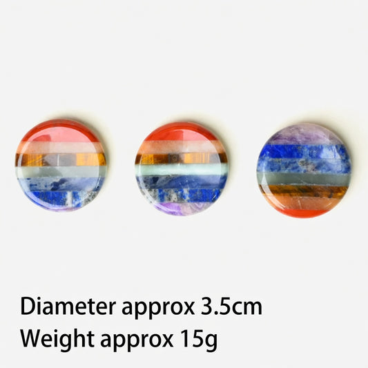 Round Rainbow Chakra Thumb Worry Stone