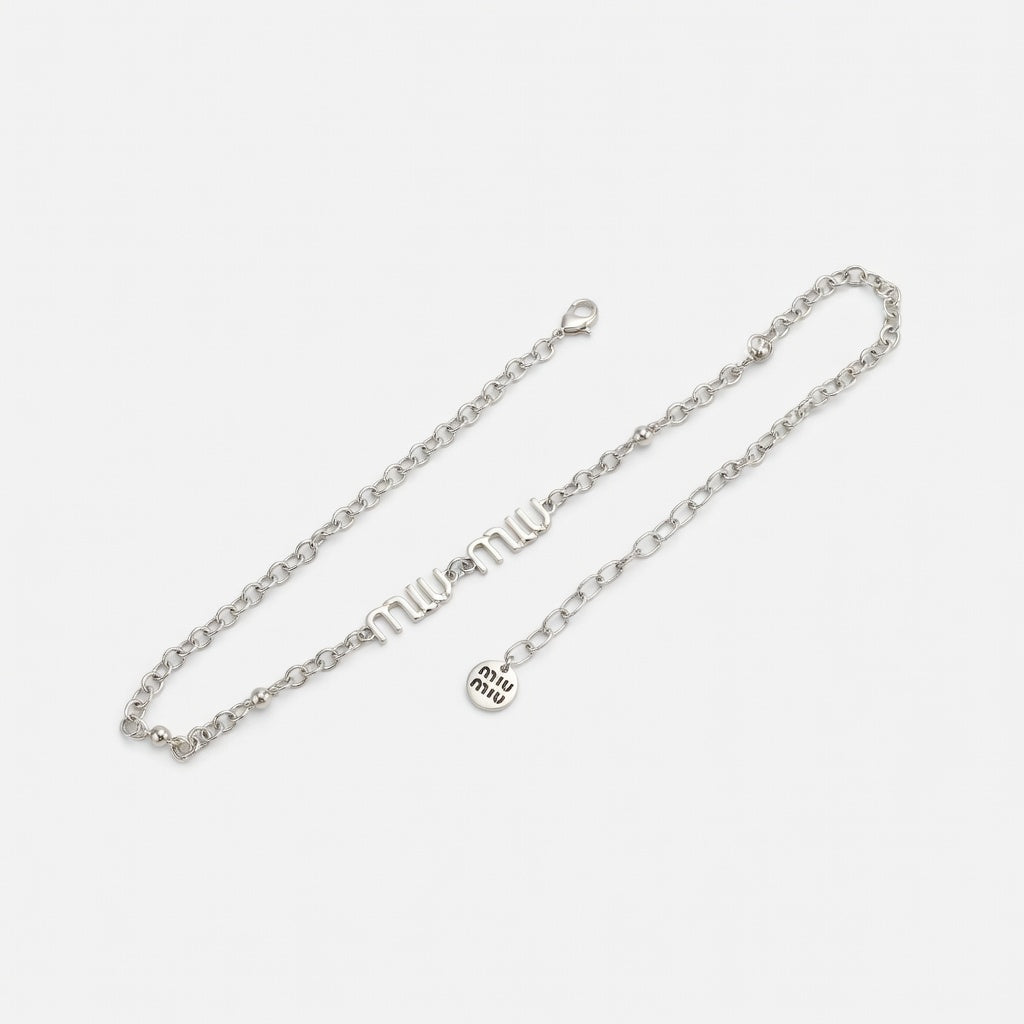 Miu Miu Logo Link Chain Necklace | Gold & White Gold | 2 Styles | JIMMY JEWELRY