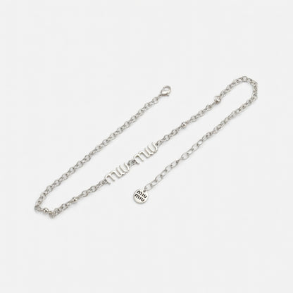 Miu Miu Logo Link Chain Necklace | Gold & White Gold | 2 Styles | JIMMY JEWELRY