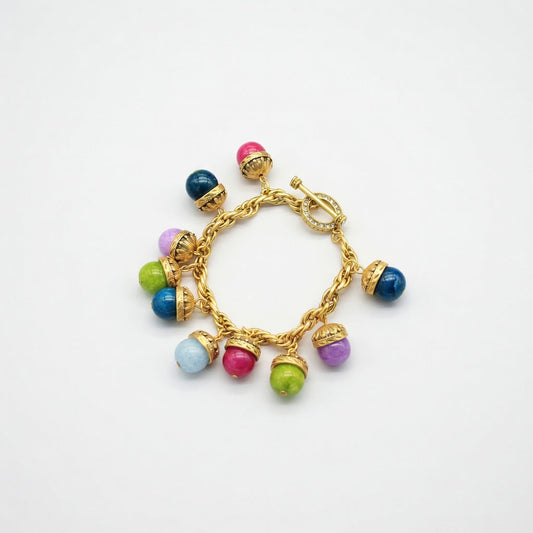 Vintage Multicolored Natural Stone Crystal Bead Bracelet/Necklace