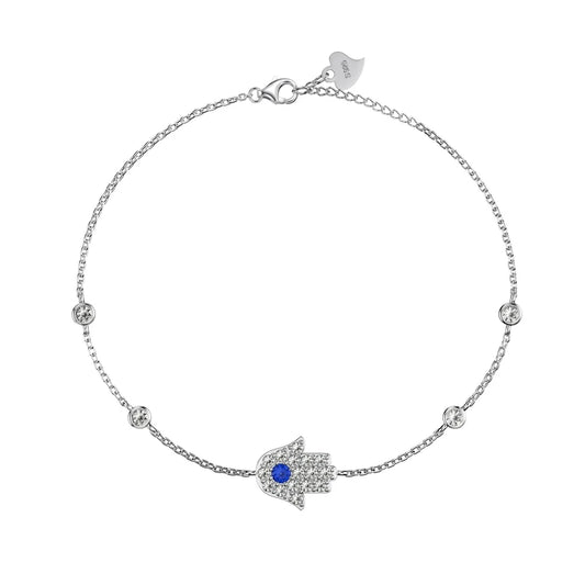 evil eye hamsa bracelet blue stone