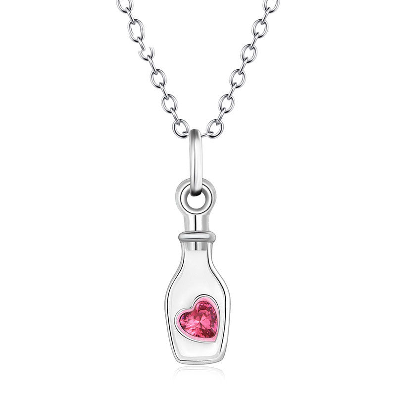 pink heart bottle pendant