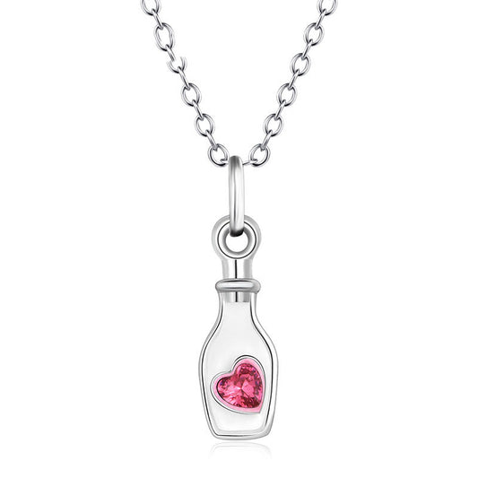 pink heart bottle pendant