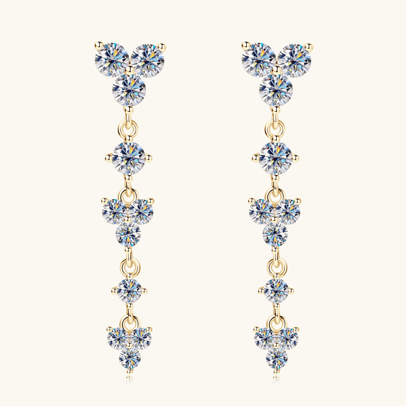 Moissanite Cluster Drop Earrings

