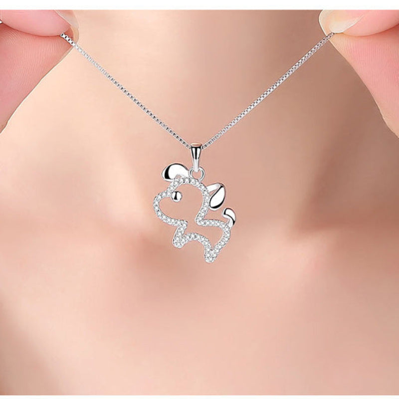 cubic zirconia dog pendant