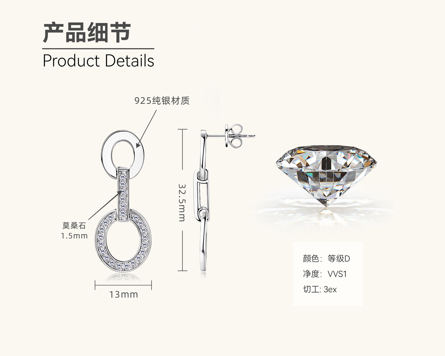 elegant moissanite drop earrings