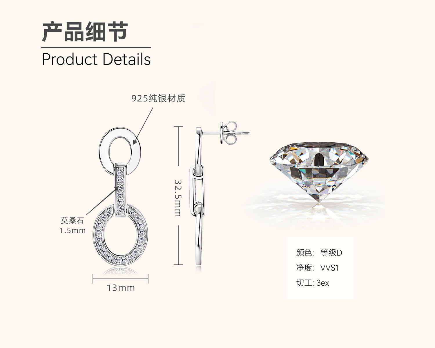 elegant moissanite drop earrings