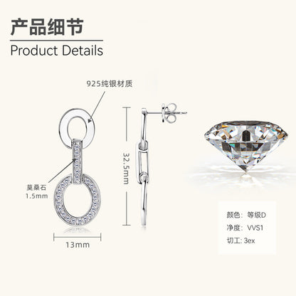 elegant moissanite drop earrings 925 Sterling Silver