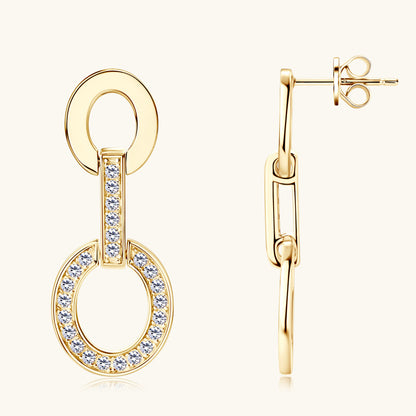 gold moissanite linked drop earrings