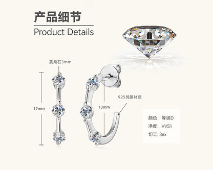 bezel set moissanite half hoops