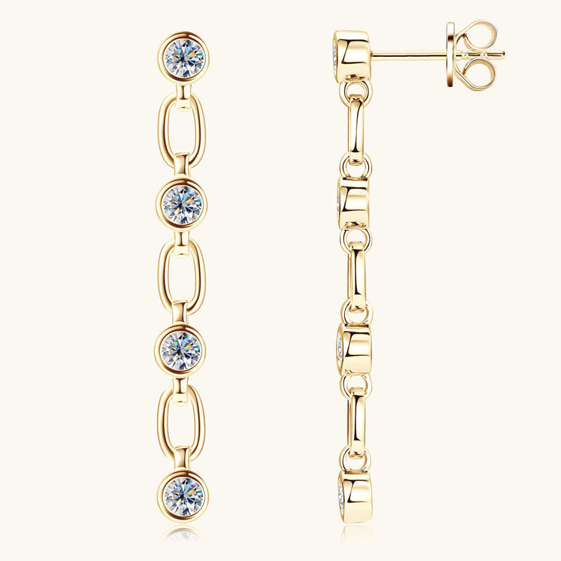 gold moissanite link earrings
