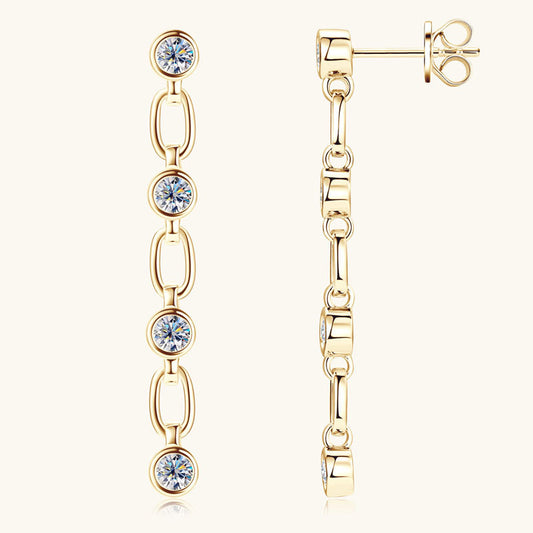 gold moissanite link earrings