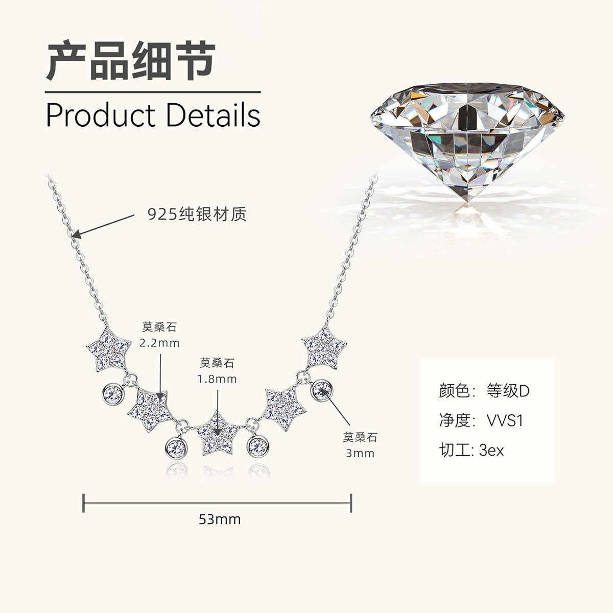 1 carat round cut real moissanite solitaire pendant necklace