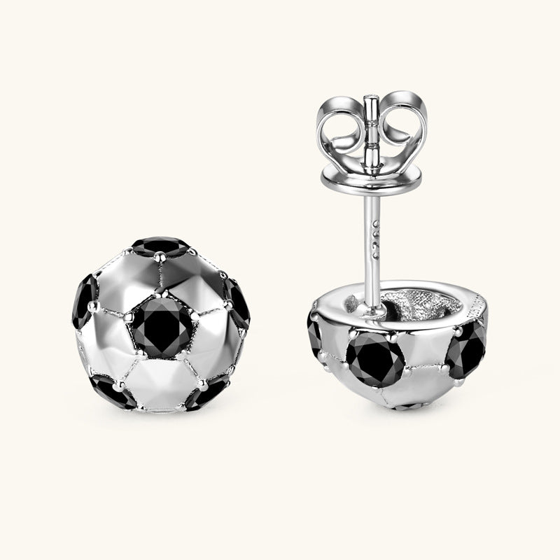 soccer ball stud earrings moissanite