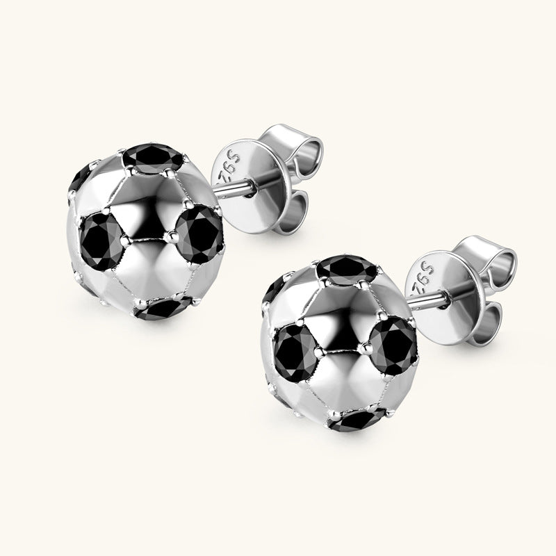women's soccer ball earrings moissanite