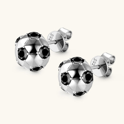 women's soccer ball earrings moissanite