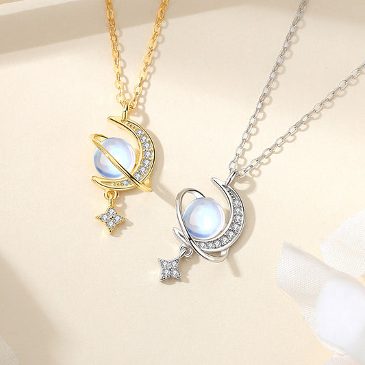 sterling silver moon necklace