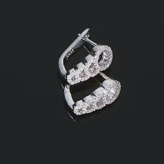 Silver Interlocking Moissanite Hoop Earrings