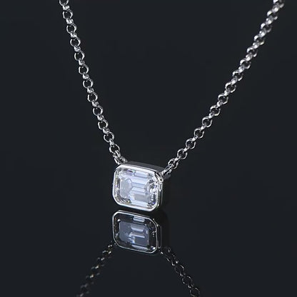 emerald cut halo diamond necklace