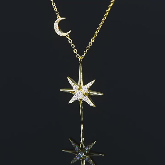 Beautiful Moon and Star Necklace