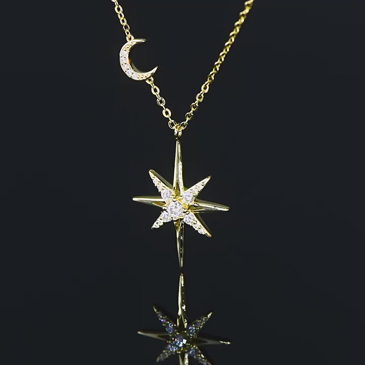 Beautiful Moon and Star Necklace