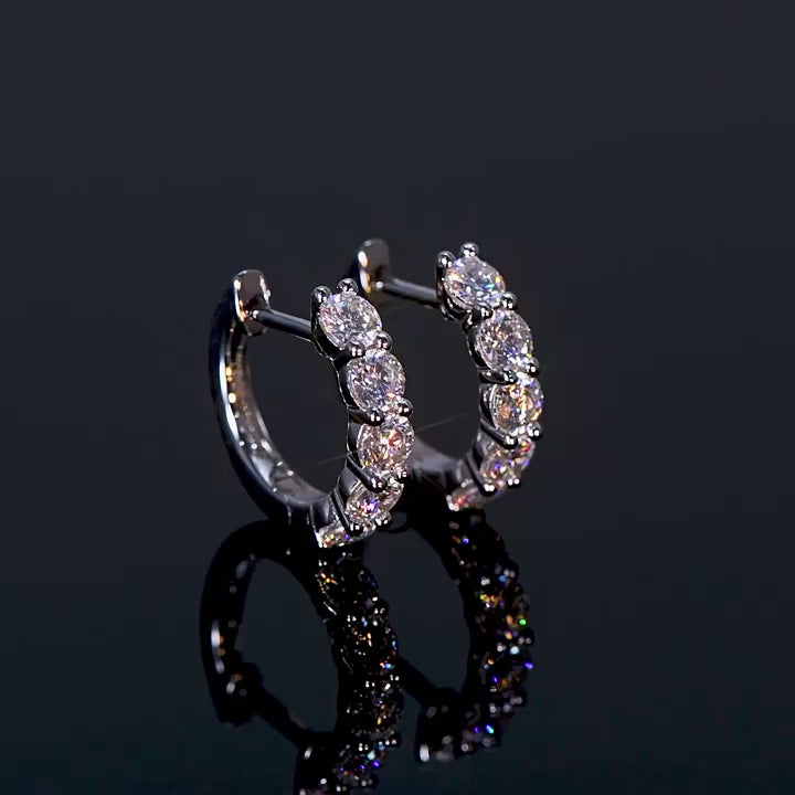 Five Stone CZ Huggie Hoop Earrings - Gold Plated Sterling Silver