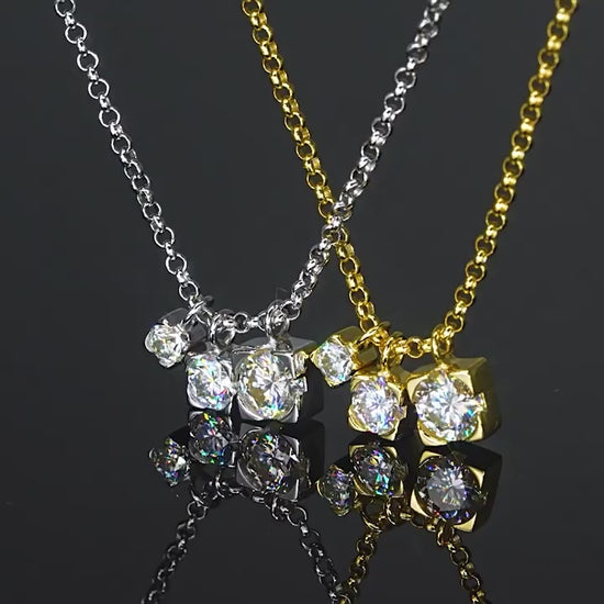 Sparkling Triple Pendant Necklace