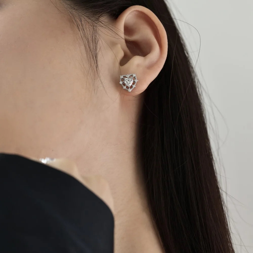 love heart stud earrings