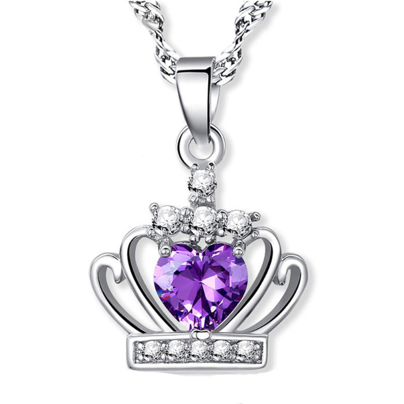 sterling silver heart crown pendant