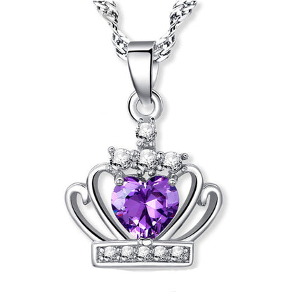 sterling silver heart crown pendant
