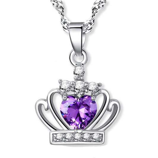 sterling silver heart crown pendant