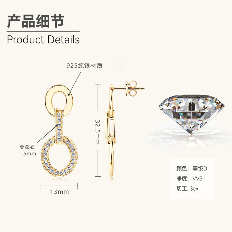 moissanite special occasion earrings 925 Sterling Silver