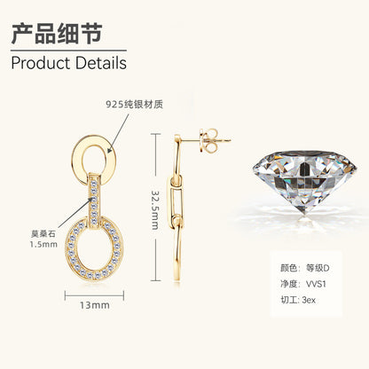 moissanite special occasion earrings 925 Sterling Silver