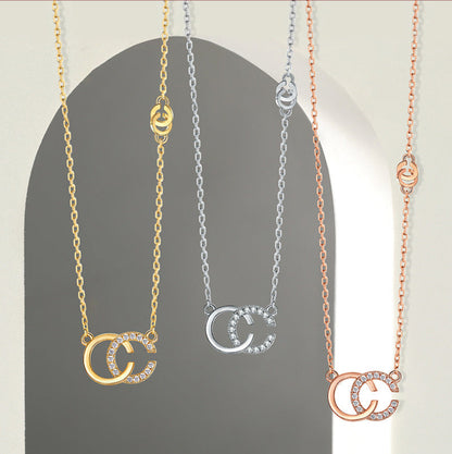 cubic zirconia initial necklace