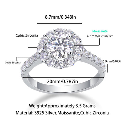 1 carat silver diamond ring