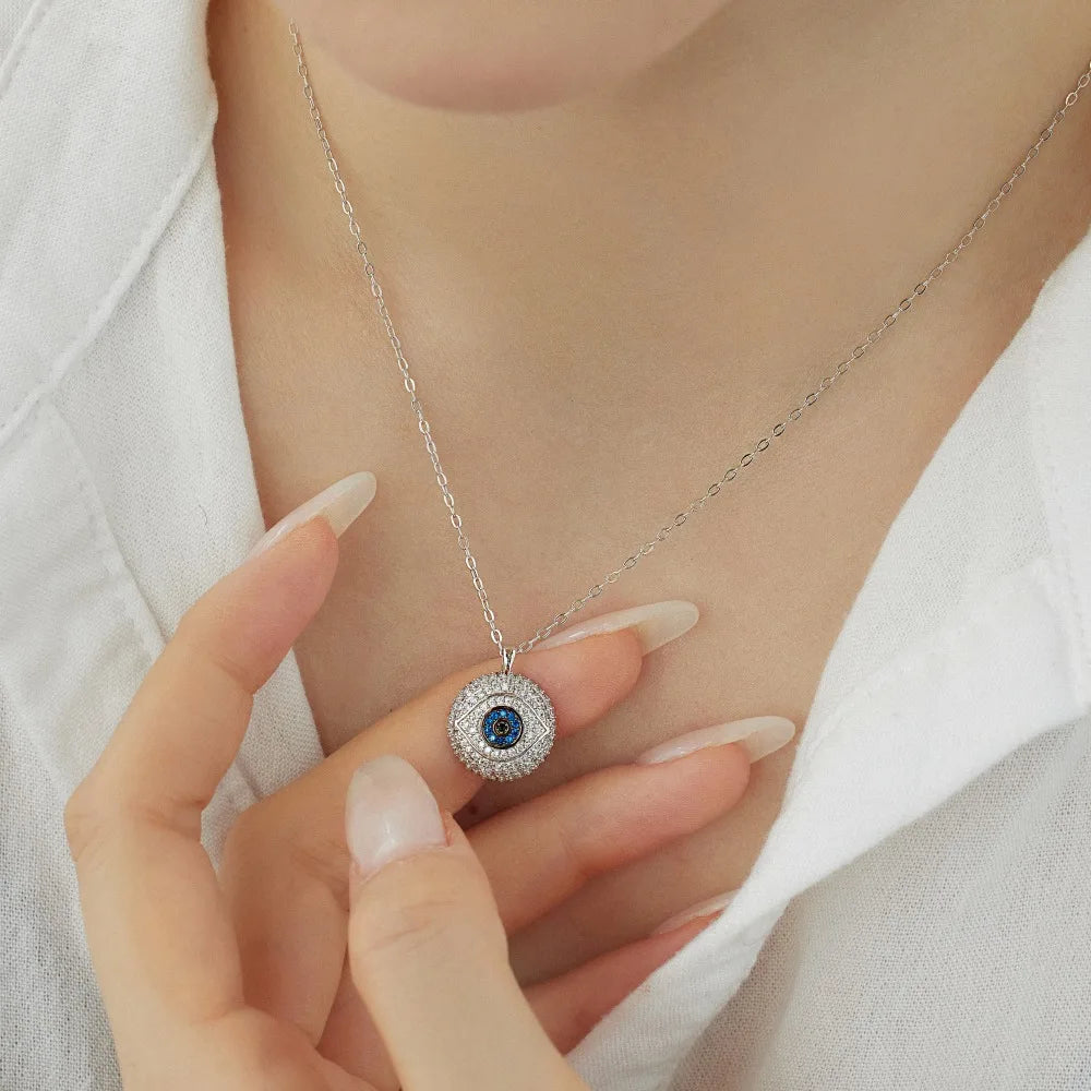 silver eye necklace
