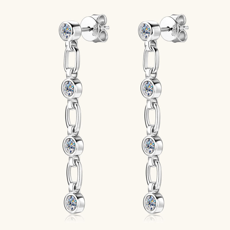 moissanite chain drop earrings