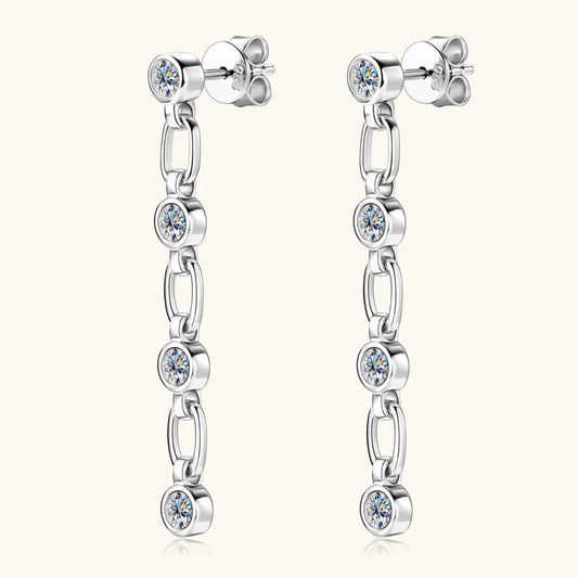 moissanite chain drop earrings D Color VVS1 Moissanite Chain Link Drop Earrings


