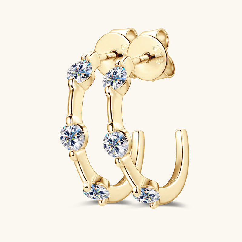 moissanite C shaped earrings