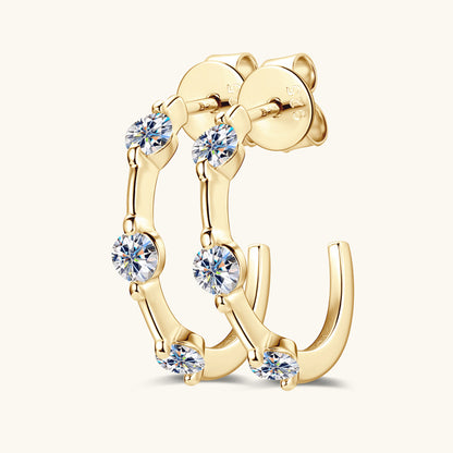 moissanite C shaped earrings