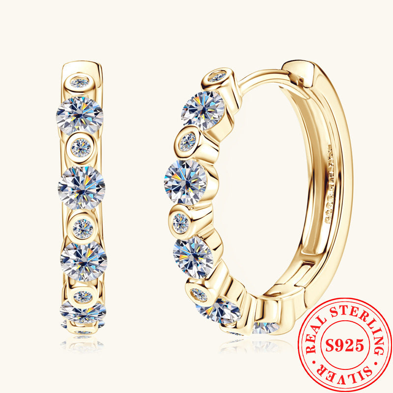 gold moissanite huggies