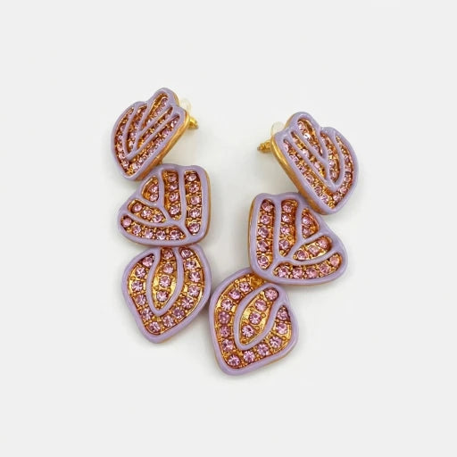 Oscar de la Renta Enamel Leaf Pendant Earrings - Gold Plated