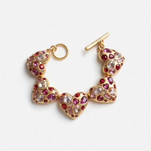 Oscar de la Renta Heart Bracelet with Colorful Gemstone Accents
