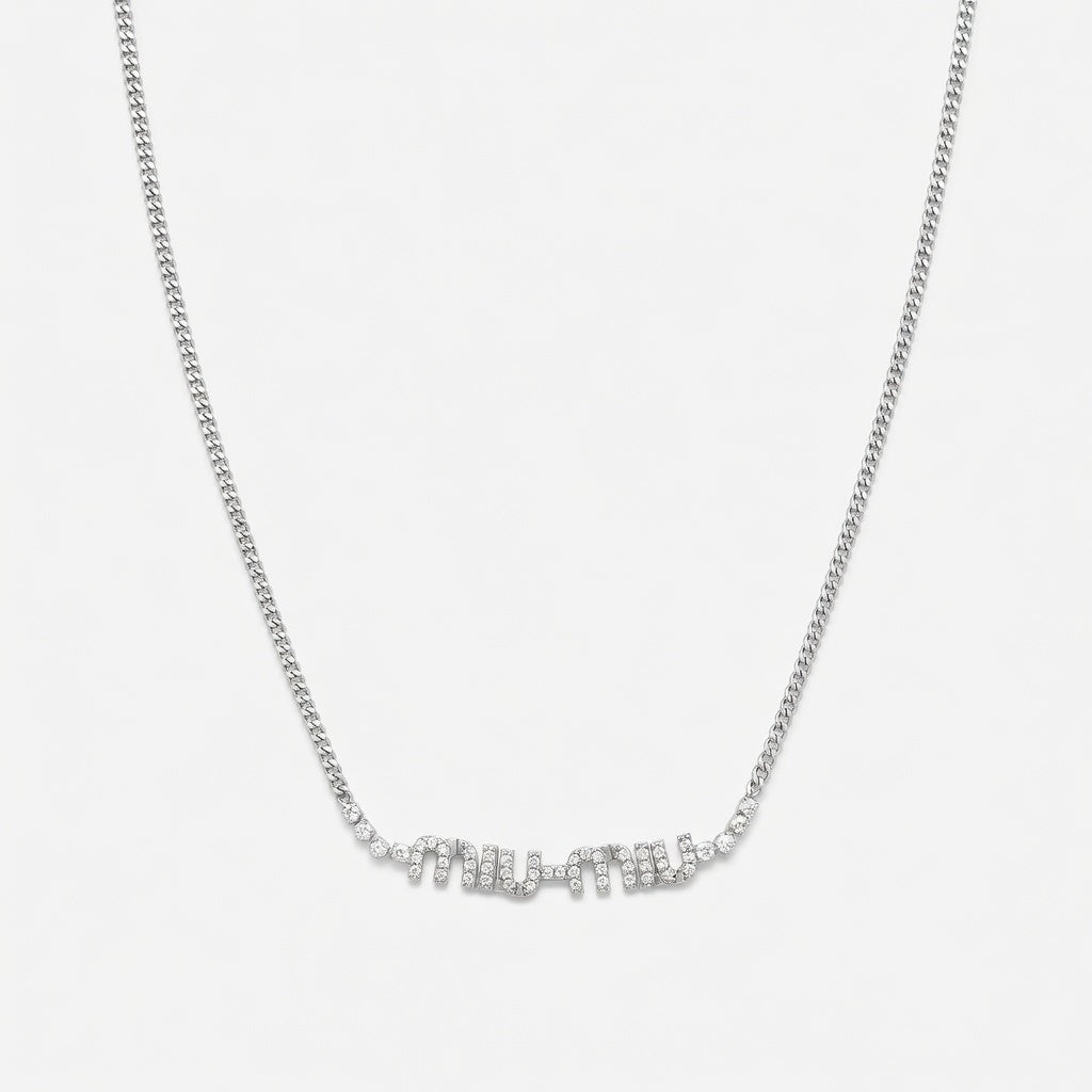 Miu Miu Logo Link Chain Necklace | Gold & White Gold | 2 Styles | JIMMY JEWELRY