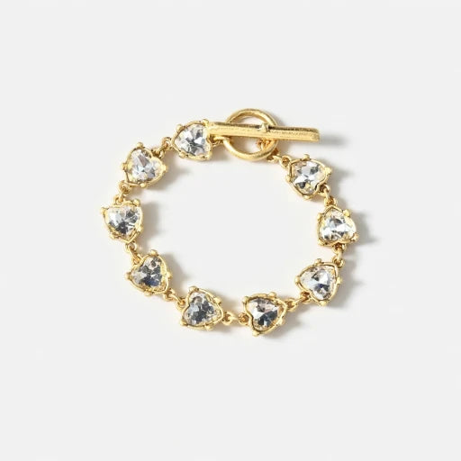 Oscar de la Renta Stylish Sparkling Crystal Heart Bracelet