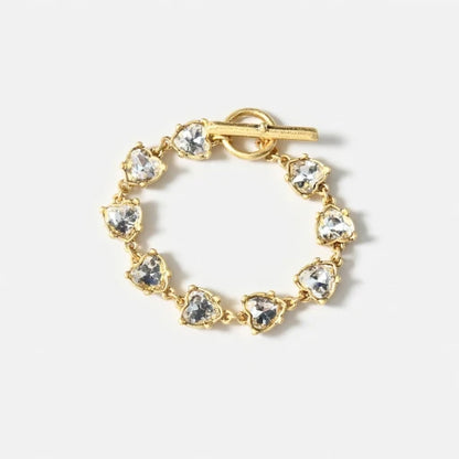 Oscar de la Renta Stylish Sparkling Crystal Heart Bracelet
